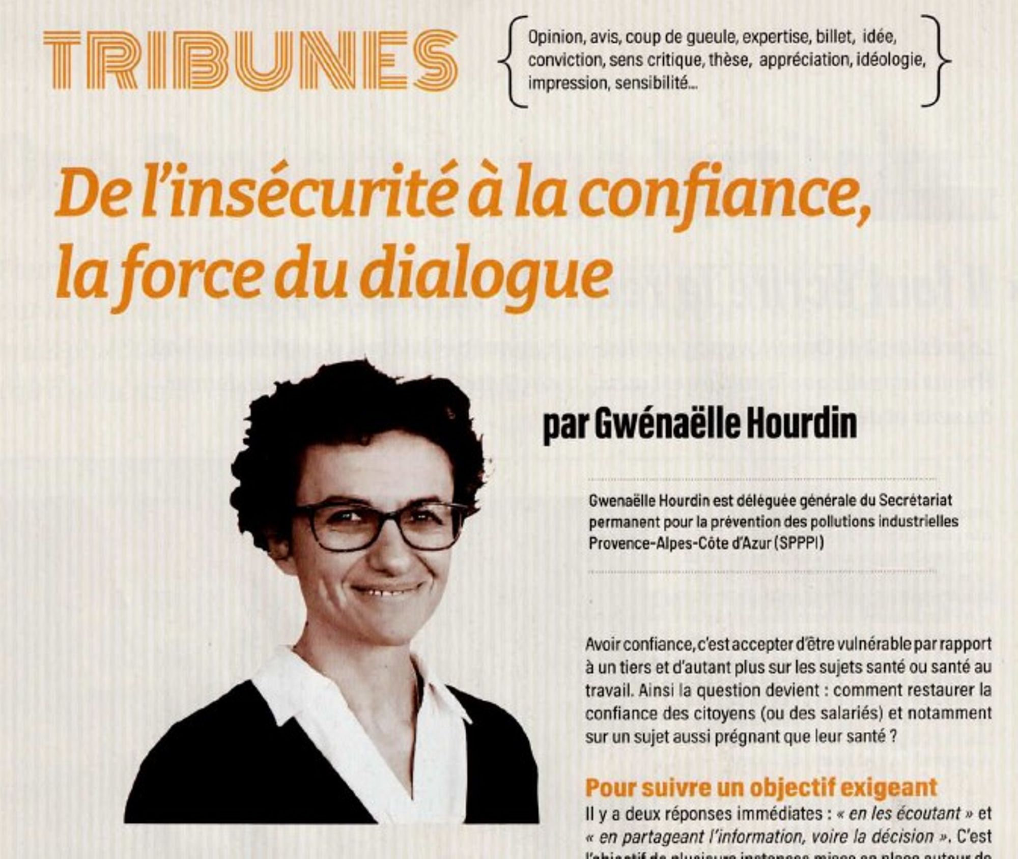 De l'insécurité à la confiance, la force du dialogue