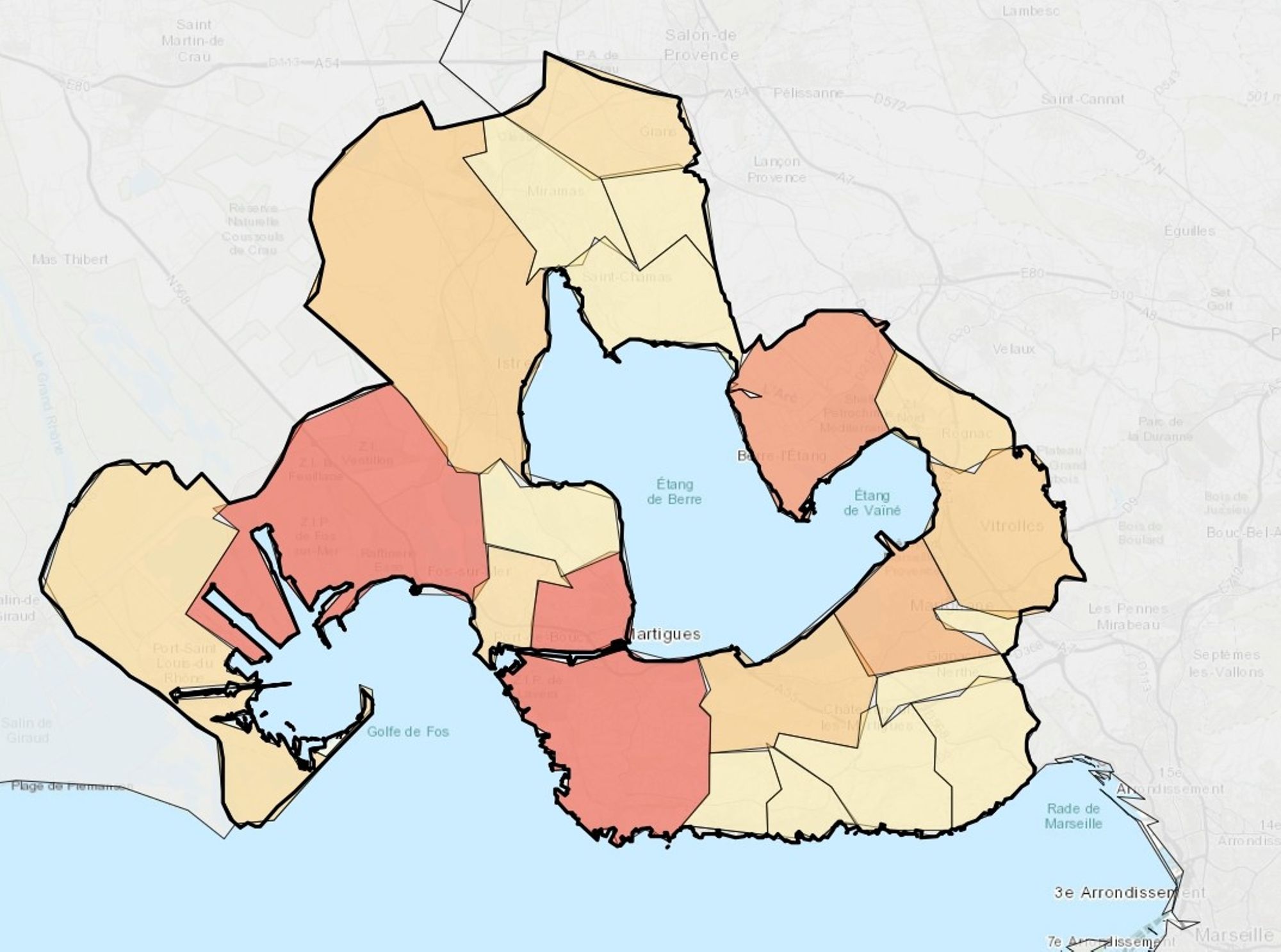 Émissions de polluants autour de l'étang de Berre