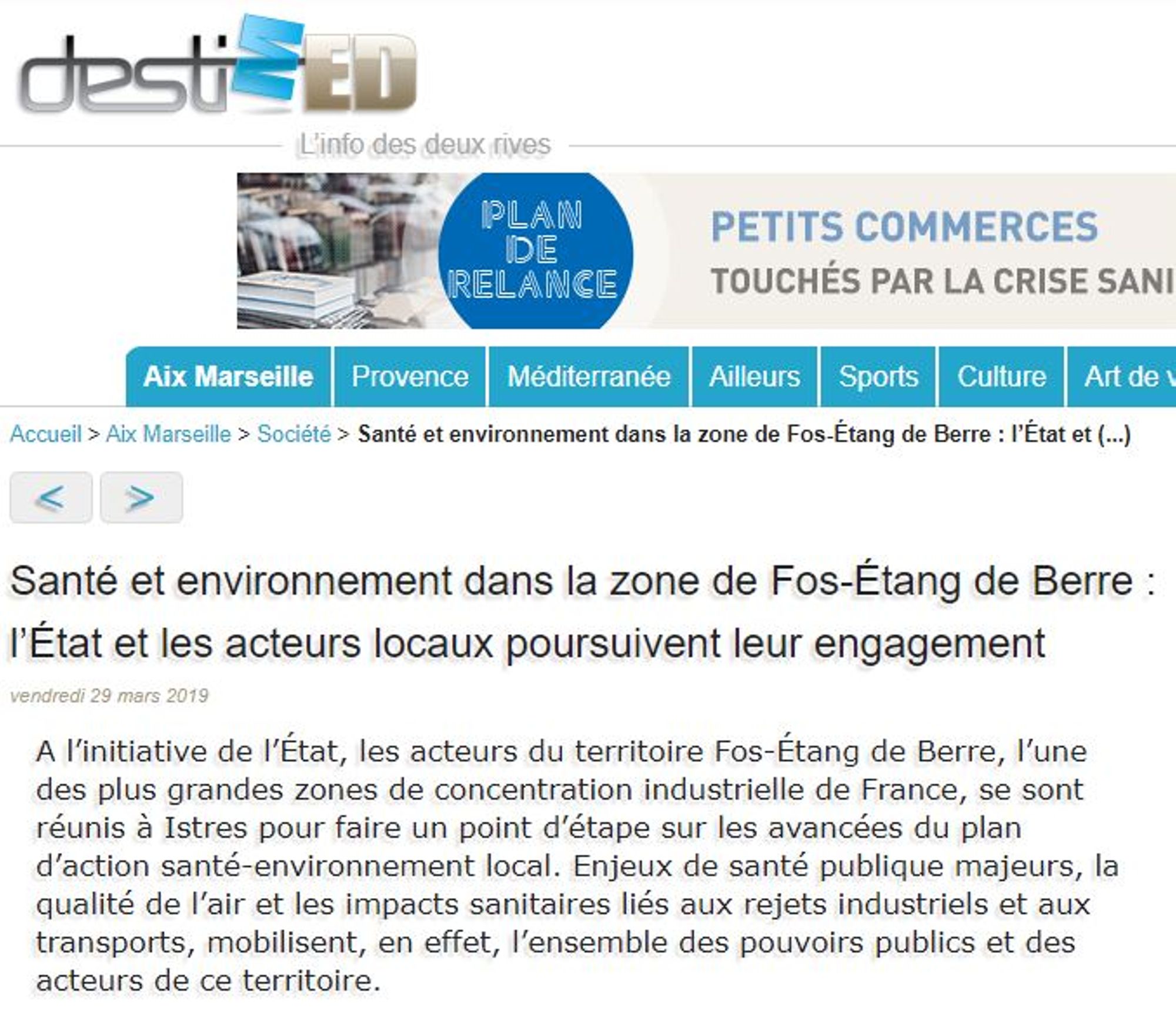 Santé et environnement dans la zone de Fos-Étang de Berre : l'État et les acteurs locaux poursuivent leur engagement