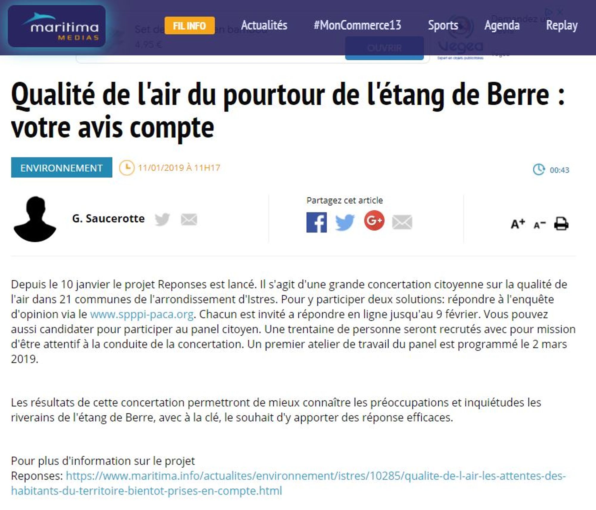 Qualité de l'air du pourtour de l'étang de Berre : votre avis compte