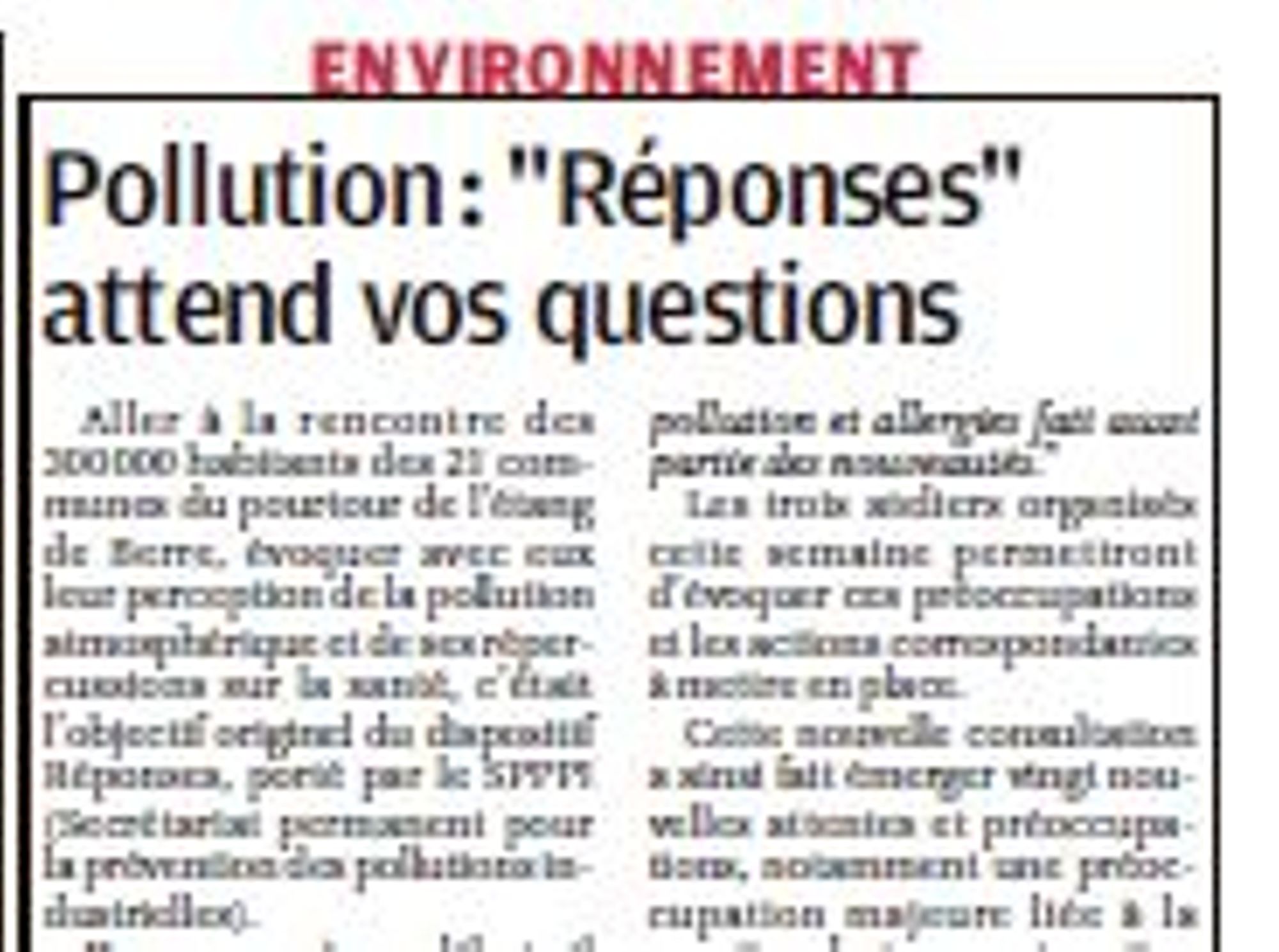 Pollution : "Réponses" attend vos questions